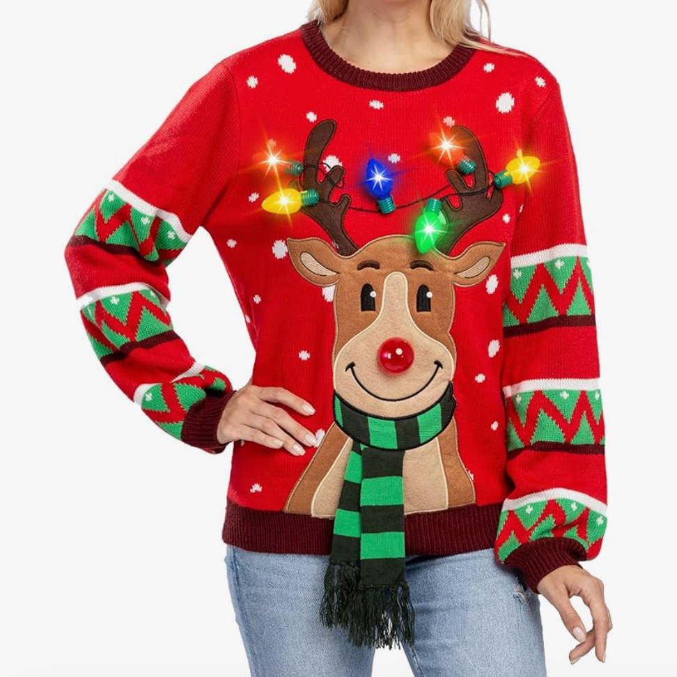 Ugly christmas sweaters that light up and hot sale play music